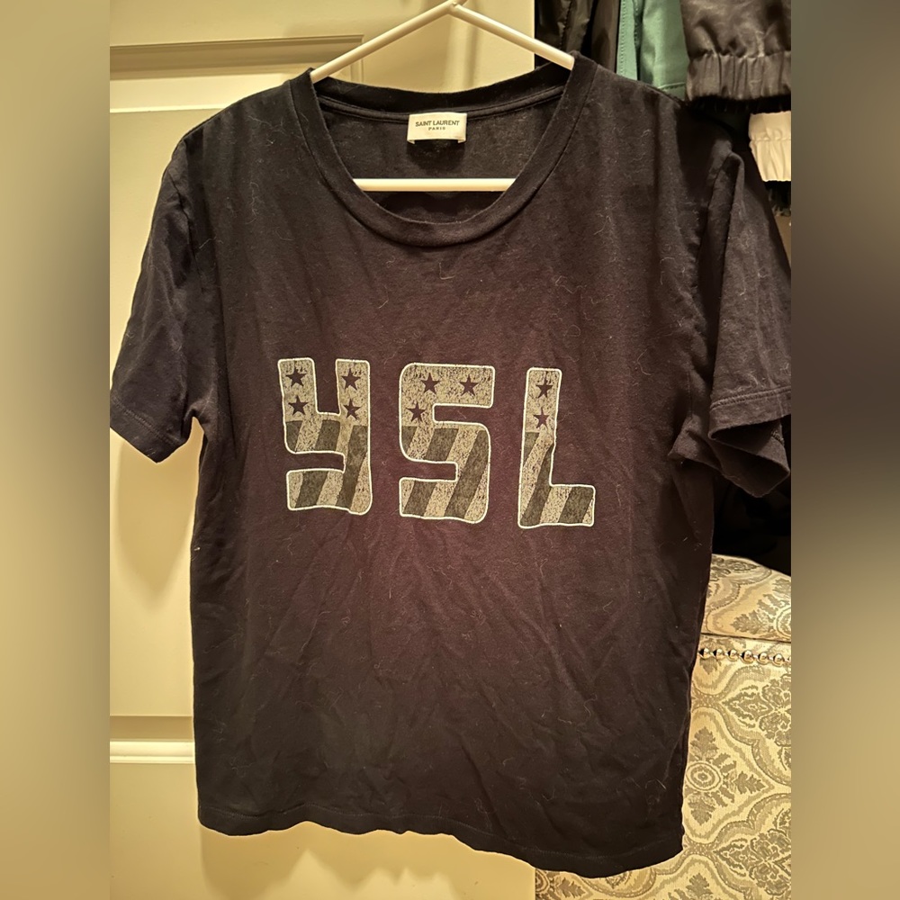 Saint Laurent Black 'YSL' Star Logo Short Sleeve Tee